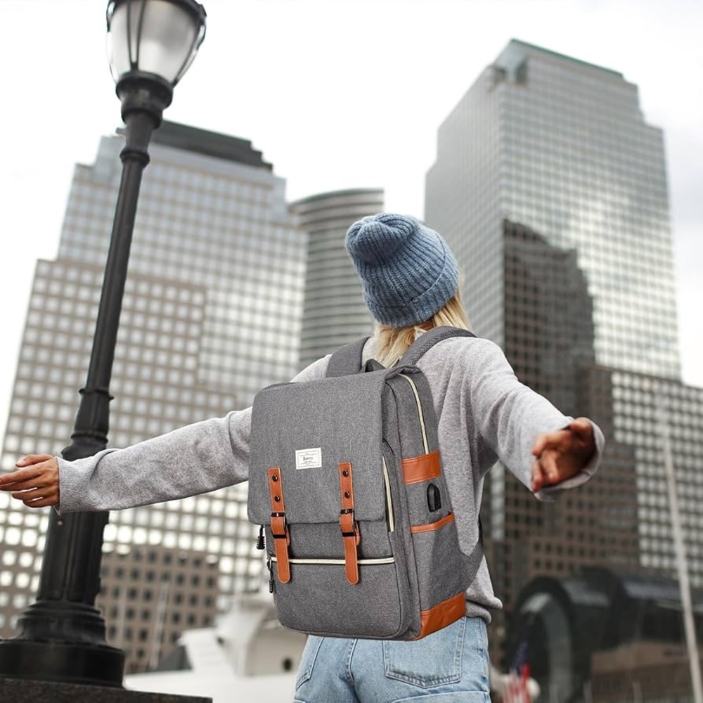 ROVE Men's Charcoal and Brown Backpack